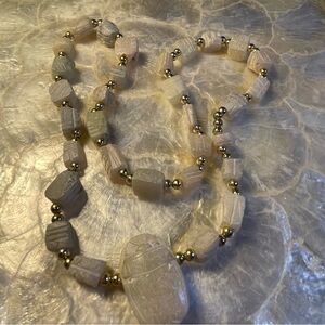 Elegant Gold and Cream Beaded Necklace